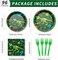 96 Pcs Dinosaur Birthday Party Decorations Dinosaur Plates and Napkins Disposable Dinnerware Tableware for Boys Kids Birthday Party Decorations Serve 24